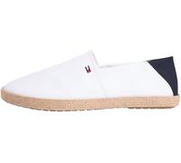 Espadrille TOMMY HILFIGER "CORE HILFIGER ESPADRILLE TEXTILE", Herren, Gr. 43, weiß, Baumwolle, unifarben mit Farbeinsatz, Schuhe Espadrille, Slipper, Schlupfschuh, Flats mit typischem Jutebezug (27174