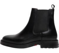 Chelseaboots TOMMY HILFIGER "CORPORATE CASUAL LTH CHELSEA", Herren, Gr. 41, schwarz, Elastischer Einsatz, Nappaleder, unifarben, Schuhe Chelseaboots, Blockabsatz, Stiefelette mit beidseitigem Stretche