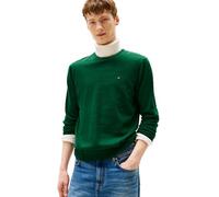 Tommy Hilfiger Herren Cotton Solid Crewneck Sweater Lightweight, Available in Big & Tall Pullover, Ornamental Green Heather, XX-Large