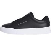 Tommy Hilfiger Herren Court Sneaker Detail Essential aus Leder, Schwarz (Black/Black), 46