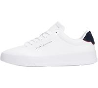 Tommy Hilfiger Herren Court Sneaker Detail Essential aus Leder, Weiß (White/Desert Sky), 41