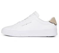 Tommy Hilfiger Herren Court Sneaker Detail Essential aus Leder, Weiß (White/Sandal Wood), 40