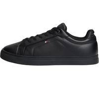 Tommy Hilfiger Herren Court Sneaker Icon Flag Essential aus Leder, Schwarz (Black), 41