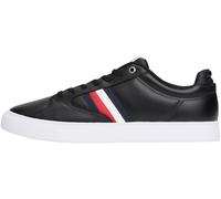 Tommy Hilfiger Herren Cupsole Sneaker Icon Court Stripes aus Leder, Schwarz (Black), 44