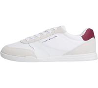 Sneaker TOMMY HILFIGER "LOPRO CUP MIX", Herren, Gr. 43, weiß, Leder, Lederimitat, Textil, Schuhe Sneaker, Freizeitschuh, Halbschuh, Schnürschuh, Kontrastbesatz an der Ferse (48726100-43) weiß