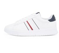 Tommy Hilfiger Herren Cupsole Sneaker Modern Stripes mit Logo, Weiß (White), 45