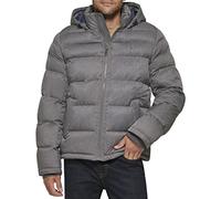 Tommy Hilfiger Herren Daunenalternative Daunenjacke (Standard und Big & Tall) Puffer Jacke mit Kapuze, Meliert, Grau, XS