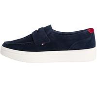 Loafer TOMMY HILFIGER "MODERN LIGHT HYBRID SUEDE LOAFER", Damen, Gr. 43, dunkelblau, Veloursleder, Veloursleder, unifarben mit Farbeinsatz, Schuhe Loafer, Businessschuh, Slipper, Schlüpfschuh, mit mod