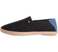 Espadrille TOMMY HILFIGER "CORE HILFIGER ESPADRILLE TEXTILE", Herren, Gr. 43, schwarz, Baumwolle, unifarben mit Farbeinsatz, Schuhe Espadrille, Slipper, Schlupfschuh, Flats mit typischem Jutebezug (83