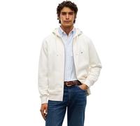 Kapuzensweatjacke TOMMY HILFIGER "ESSENTIAL FLEECE HOODED REGULAR", Herren, Gr. M, weiß (ivory petal), Sweatware, Obermaterial: 60% Baumwolle, 40% Polyester, regular fit normal, Bündchen, Sweatjacken