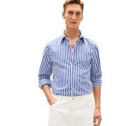 Tommy Hilfiger Herren Flex Poplin Classic STP Rf Mw0mw42440 S/S Shirt, Blue (Wedge Blue/Stripe), L