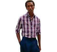 Tommy Hilfiger Herren Flex POPLIN Medium Check Shirt MW0MW41712 L/S Shirt, Blau, S, Blau (Preppy Navy/Karomuster), S