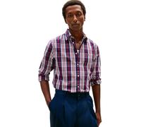 Tommy Hilfiger Herren Flex POPLIN Medium Check Shirt MW0MW41712 L/S Shirt, Blau, XL, Blau (Preppy Navy/Karomuster), XL