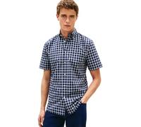 Kurzarmhemd TOMMY HILFIGER "FLEX POPLIN CHECK Regular Fit", Herren, Gr. L, N-Gr, carbon navy, check, Web, Obermaterial: 100% Baumwolle, kariert, regular fit normal, Rundhals, eingesetzt abgesteppte Ka