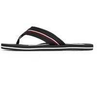 Zehentrenner TOMMY HILFIGER "CORPORATE HILFIGER BEACH SANDAL", Herren, Gr. 40, schwarz, Textil, casual, Schuhe, Sommerschuh, Flats, Bequemschuh mit Streifen, Topseller (86259500-40) schwarz
