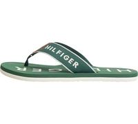 Zehentrenner TOMMY HILFIGER "SPORTY HILFIGER BEACH SANDAL", Herren, Gr. 41, grün, Textil, Schuhe Zehentrenner, Sommerschuh, Strandschuh mit Kontrastbesätzen (67511050-41) grün