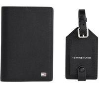 Tommy Hilfiger Herren Geschenk-Set Flag Reisepasshülle und Gepäckanhänger, Schwarz (Black), Einheitsgröße