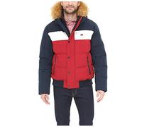 Tommy Hilfiger Herren Gesteppte Arctic Cloth Snap Front Schnorchel Bomberjacke Parka, Marineblau/Weiß/Rot, S