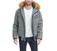 Tommy Hilfiger Herren Gesteppte Arctic Cloth Snap Front Schnorchel Bomberjacke Parka, Meliert, Grau, S