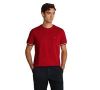 Tommy Hilfiger Herren Global Stripe Cuff Tee Mw0Mw38630 S/S T-Shirt, Red (Medium Red), M