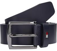 Ledergürtel TOMMY HILFIGER "DENTON 3.5 cm breit EXT", Herren, Gr. 80, blau (space blau), Rindsleder, unifarben, Gürtel Ledergürtel, Einfachdornschließe, Metalllogo (61608039-80) space blau
