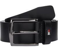 Ledergürtel TOMMY HILFIGER "DENTON 3.5 cm breit EXT", Herren, Gr. 80, schwarz, Rindsleder, unifarben, Gürtel Ledergürtel, Einfachdornschließe, Metalllogo (99540428-80) schwarz