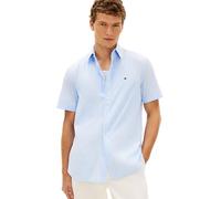 Kurzarmhemd TOMMY HILFIGER "FLEX POPLIN", Herren, Gr. S, N-Gr, sweet blau, stripe, Web, Obermaterial: 100% Baumwolle, gestreift, regular fit normal, Rundhals, eingesetzt abgesteppte Kante, Hemden, Reg