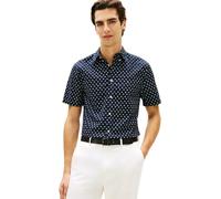 Tommy Hilfiger Herren Hemd Flex Poplin Kurzarm, Blau (Desert Sky/Allover), M