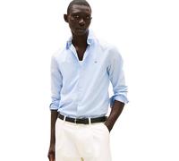 Langarmhemd TOMMY HILFIGER "FLEX POPLIN MINI PRINT RF SHIRT", Herren, Gr. L, N-Gr, blau (cloudy blau), Web, Obermaterial: 100% Baumwolle, casual, regular fit, Langarm 1-Knopf-Manschette, Hemden, regul