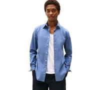 Langarmhemd TOMMY HILFIGER "FLEX POPLIN MINI PRINT RF SHIRT", Herren, Gr. L, N-Gr, blau (preppy navy), Web, Obermaterial: 100% Baumwolle, casual, regular fit, Langarm 1-Knopf-Manschette, Hemden, regul