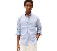 Langarmhemd TOMMY HILFIGER "FLEX POPLIN SMALL TARTAN SHIRT", Herren, Gr. S, N-Gr, breezy blau, multi check, Web, Obermaterial: 100% Baumwolle, casual, regular fit, Langarm 1-Knopf-Manschette, Hemden,