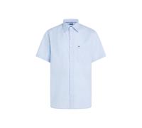Kurzarmhemd TOMMY HILFIGER "FLEX POPLIN SOLID S/S SHIRT", Herren, Gr. M, N-Gr, blau (sweet blau), Web, Obermaterial: 100% Baumwolle, casual, Kurzarm, Hemden (64166708-M) sweet blau