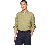 Tommy Hilfiger Herren Hemd Leinenhemd, Grün (Faded Olive), XS