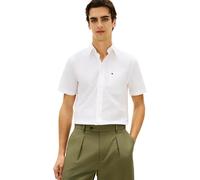Kurzarmhemd TOMMY HILFIGER "LIGHT OXFORD SOLID", Herren, Gr. L, N-Gr, weiß, Web, Obermaterial: 97% Baumwolle, 3% Elasthan, regular fit normal, Hemden, regular fit, Button-down-Kragen (70460858-L) weiß