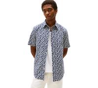 Tommy Hilfiger Herren Hemd Linen Blend Print Kurzarm, Mehrfarbig (Carbon Navy/Allover), L