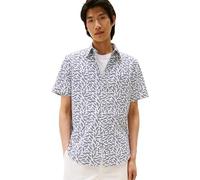 Tommy Hilfiger Herren Hemd Linen Blend Print Kurzarm, Mehrfarbig (White/Allover), XXL