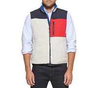 Tommy Hilfiger Herren Herrenweste, cremefarben, Größe L Weste mit kontrastierendem Sherpa-Stehkragen, L