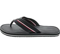 Tommy Hilfiger Herren Hilfiger Leather Beach Sandalfm0Fm05027 Zehentrenner, Black (Black), 41 EU