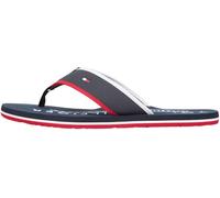 Zehentrenner TOMMY HILFIGER "HILFIGER TUMBLE BEACH SANDAL", Herren, Gr. 43, dunkelblau, Lederimitat, Textil, Schuhe Zehentrenner, Sommerschuh, Badeschuh mit dreifarbiger Laufsohle (54124828-43) dunkel