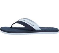 Zehentrenner TOMMY HILFIGER "HILFIGER WEBBING BEACH SANDAL", Herren, Gr. 39, dunkelblau, Textil, gestreift, Schuhe Zehentrenner, Sommerschuh, Pool Slides, Flat im Kontrastlook (87945048-39) dunkelblau
