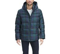 Tommy Hilfiger Herren Hooded Puffer Jacket Daunenalternativer Mantel, Black Watch Plaid, M