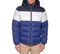 Tommy Hilfiger Herren Hooded Puffer Jacket Daunenalternativer Mantel, Bluebell Farbblock, XL