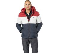 Tommy Hilfiger Herren Down Alternative Hooded Puffer Coat Daunenoberbekleidung, Rot/Weiß/Mitternacht, M
