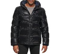 Tommy Hilfiger Herren Hooded Puffer Jacket (Standard and Big & Tall) Daunenalternativer Mantel, Perlglanz-Schwarz, XXL