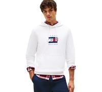 Kapuzensweatshirt TOMMY HILFIGER "LINEAR FLAG GRAPHIC", Herren, Gr. XL, weiß, Sweatware, Obermaterial: 100% Baumwolle, casual, regular fit, Langarm Rippstrickbündchen, Sweatshirts, Regular Fit, Hoodie