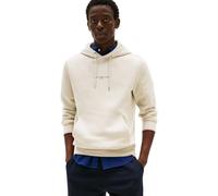 Hoodie TOMMY HILFIGER "TOMMY LOGO TIPPED HOODY", Herren, Gr. L, beige (newsprint), Sweatware, Obermaterial: 63% Baumwolle, 37% Polyester, casual, regular fit hüftlang, Langarm Rippstrickbündchen kontr