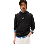Tommy Hilfiger Herren Hoodie Outline Flag Script mit Kapuze, Schwarz (Black), M