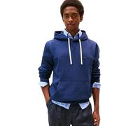 Hoodie TOMMY HILFIGER "ESS SEASONAL FLEECE HOODY mit Kapuze und Kängurutasche", Herren, Gr. L, blau (heatherot blau), Sweatware, Obermaterial: 60% Baumwolle, 40% Polyester, bequem hüftlang, elastische