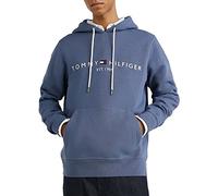Tommy Hilfiger Herren Hoodie Tommy Logo mit Kapuze, Blau (Faded Indigo), S