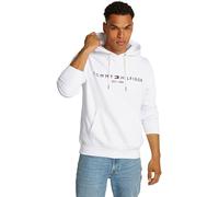 Tommy Hilfiger Herren Hoodie Tommy Logo mit Kapuze, Weiß (White), M